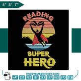 Book Lovers collection Embroidery Design - Super Hero Reading - FineryEmbroidery